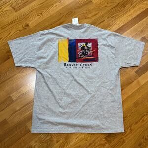 Vintage Beaver Creek Colorado Biking Graphic T-Shirt Gray Tee XL Made in USA NWT